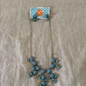 Blue Statement Necklace and Earring Set